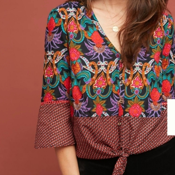 Anthropologie Maeve carter mixed print blouse medium - Picture 6 of 6